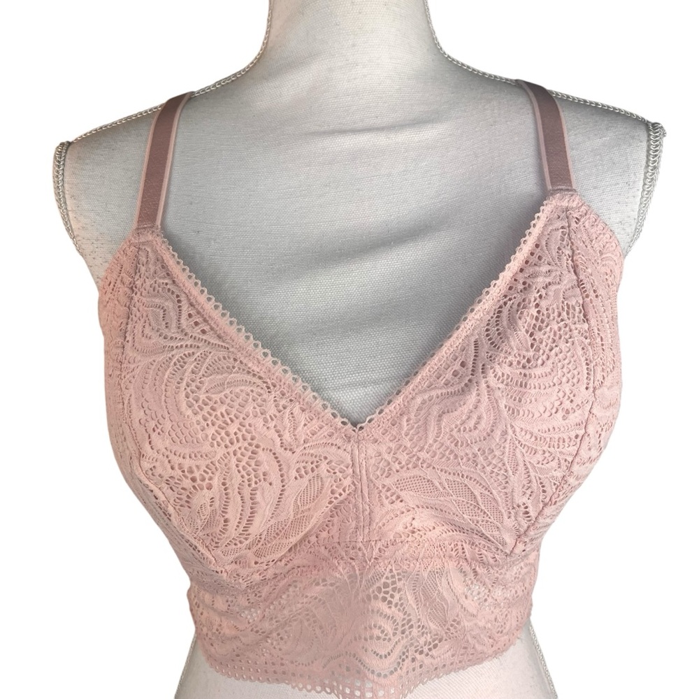 Auden Lace Crisscrossed Back Longline Bralette XL Lace V Neck